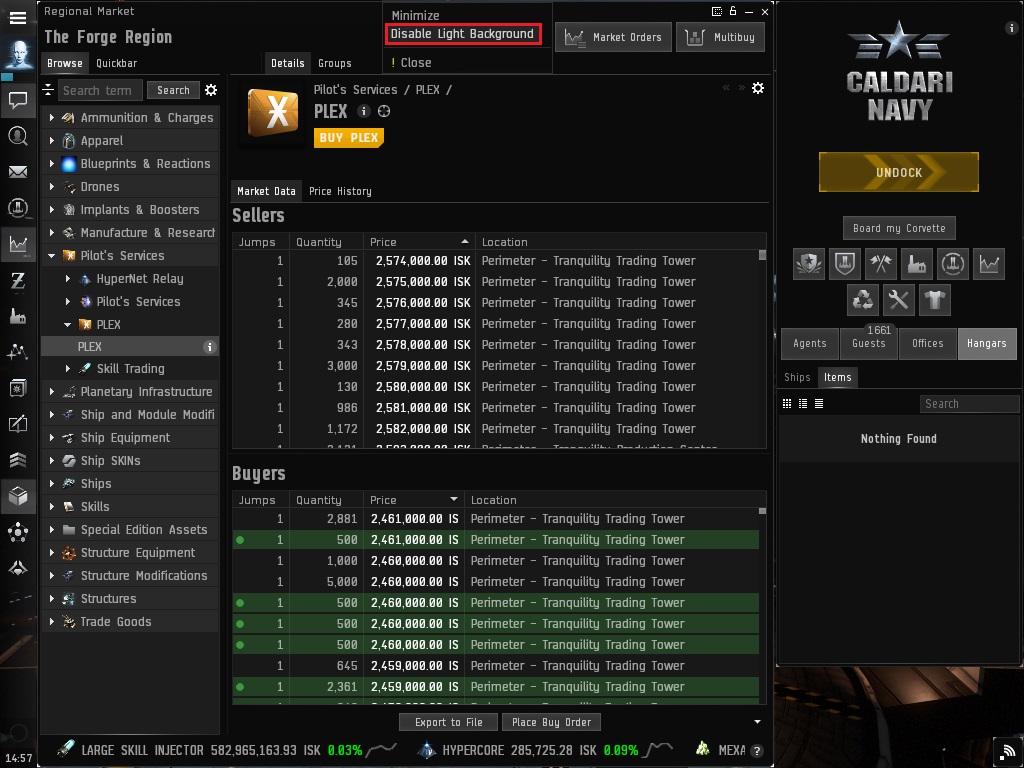 Eve Online Regional Market Window - Click to view at Full Size!