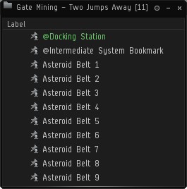 Bookmarks setup for Gate Mining a system two jumps away