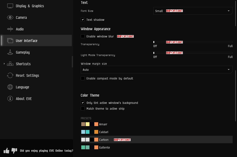 General Settings window