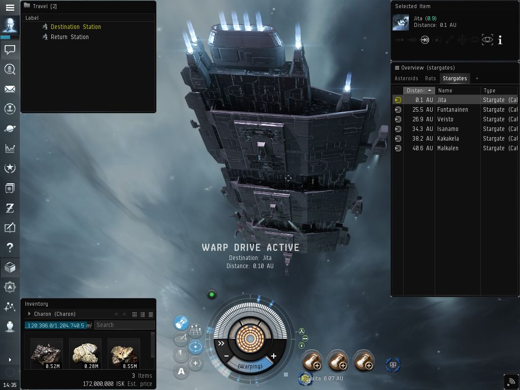TinyMiner Warp to Zero Hauler transporting goods to a destination station - Click to view at Full Size! TinyMiner Warp to Zero Hauler transporting goods to a destination station - Click to view at Full Size!