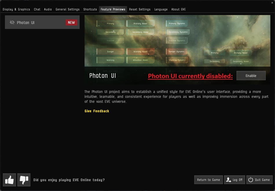 Eve Online Feature Previews - Disable Photon UI - Click to view at Full Size!